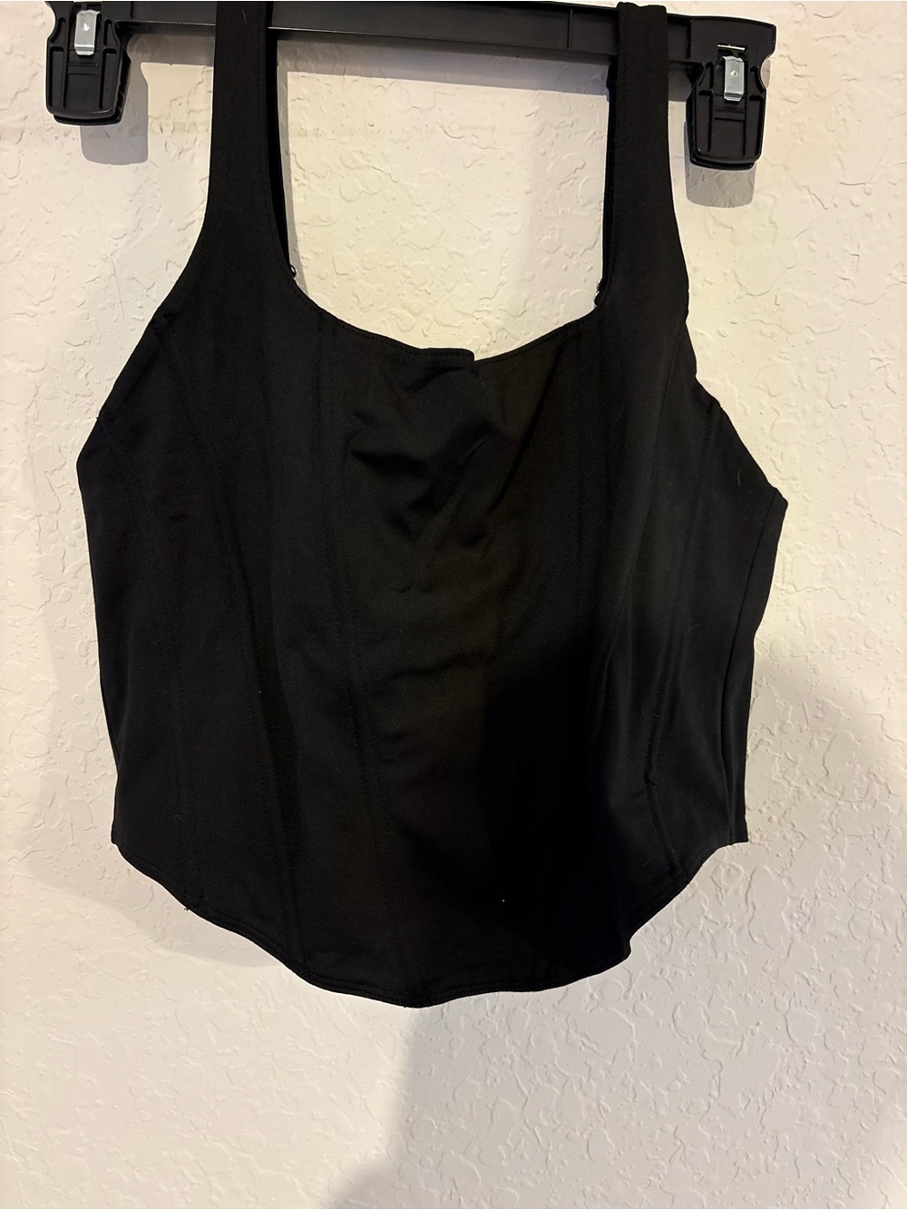 ReoRia Black Square-Neck Corset Tank